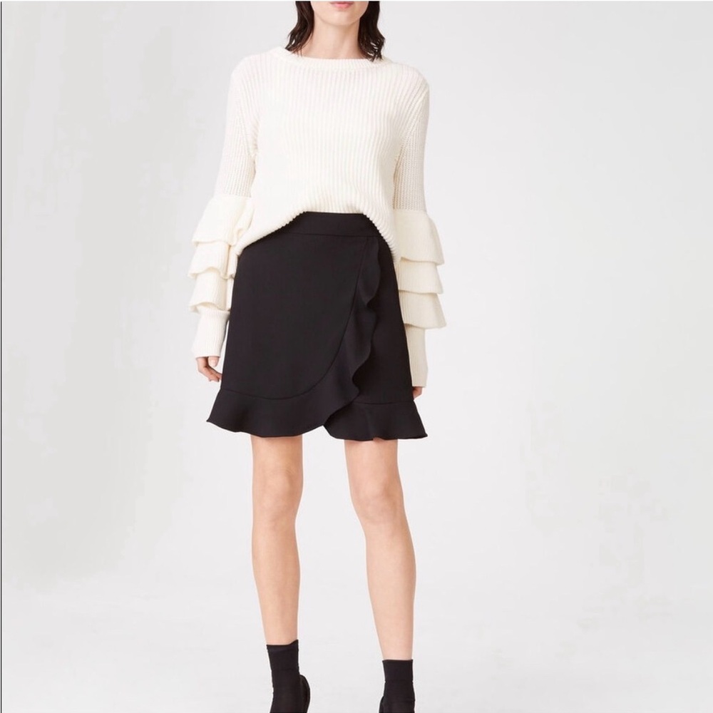 Club Monaco Black Ruffle Wrap Mini Skirt